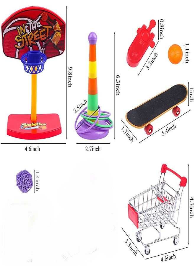 Qpets® 7PCS Bird Toys Set Bird Training Toys and Accessories Including Shopping Cart Basketball Stacking Skateboard Training Toy (Random Color) (Set One) - Image 2